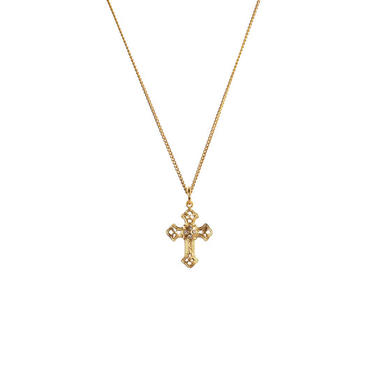 VIRGINS SAINTS & ANGELS VSA Basilica Cross Charm Necklace in Gold