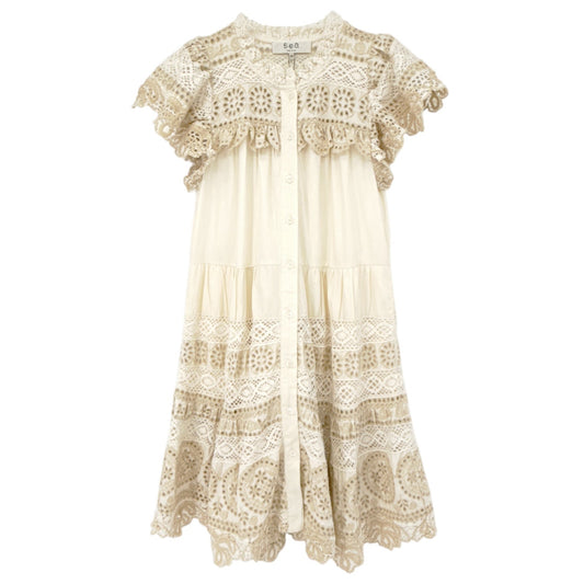 SEA NEW YORK Evie Eyelet Tunic Dress in Cream XS