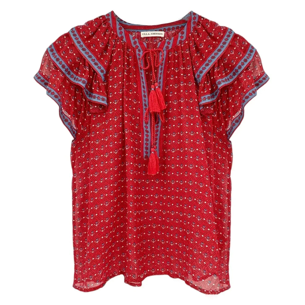 ULLA JOHNSON Silk Top in Scarlet 2|S - flyKAMP