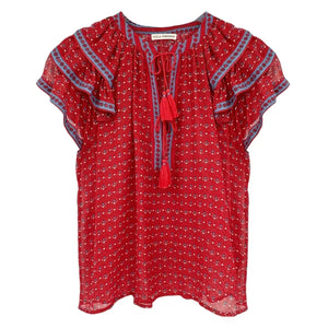 ULLA JOHNSON Silk Top in Scarlet 2|S