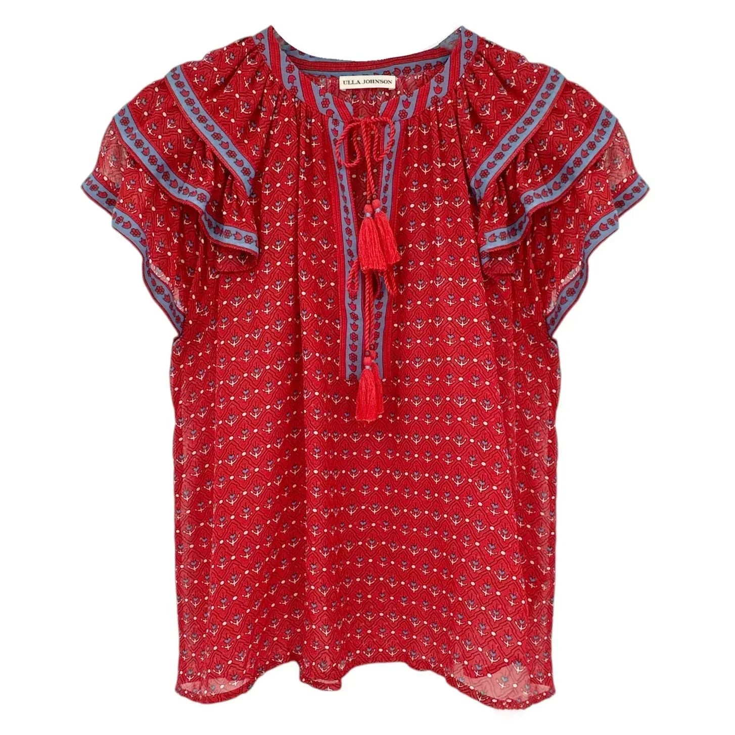 ULLA JOHNSON Silk Top in Scarlet 2|S - flyKAMP