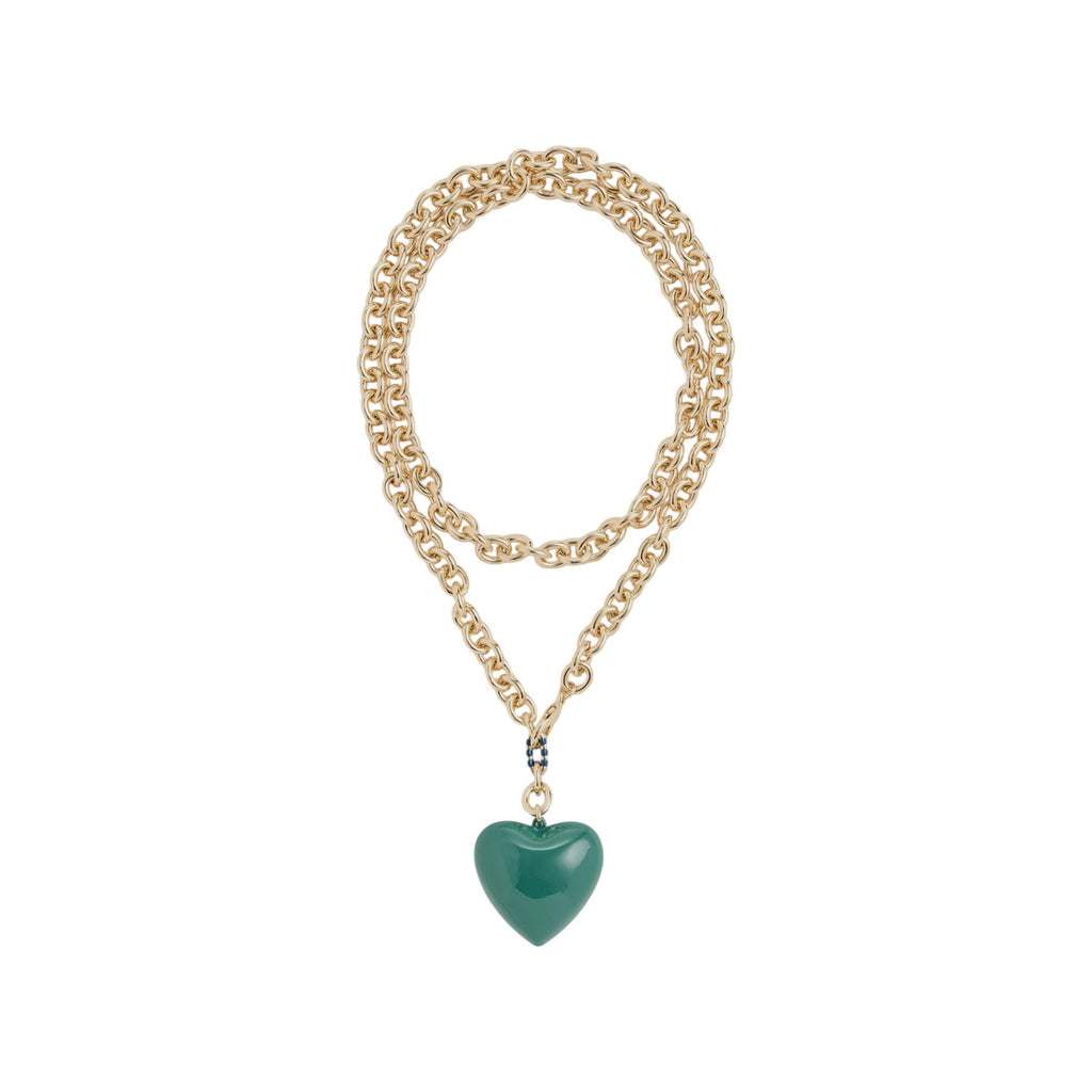 ROXANNE ASSOULIN The Big Puffy Heart Charm Necklace in Forest Roxanne Assoulin