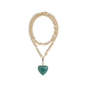 ROXANNE ASSOULIN The Big Puffy Heart Charm Necklace in Forest