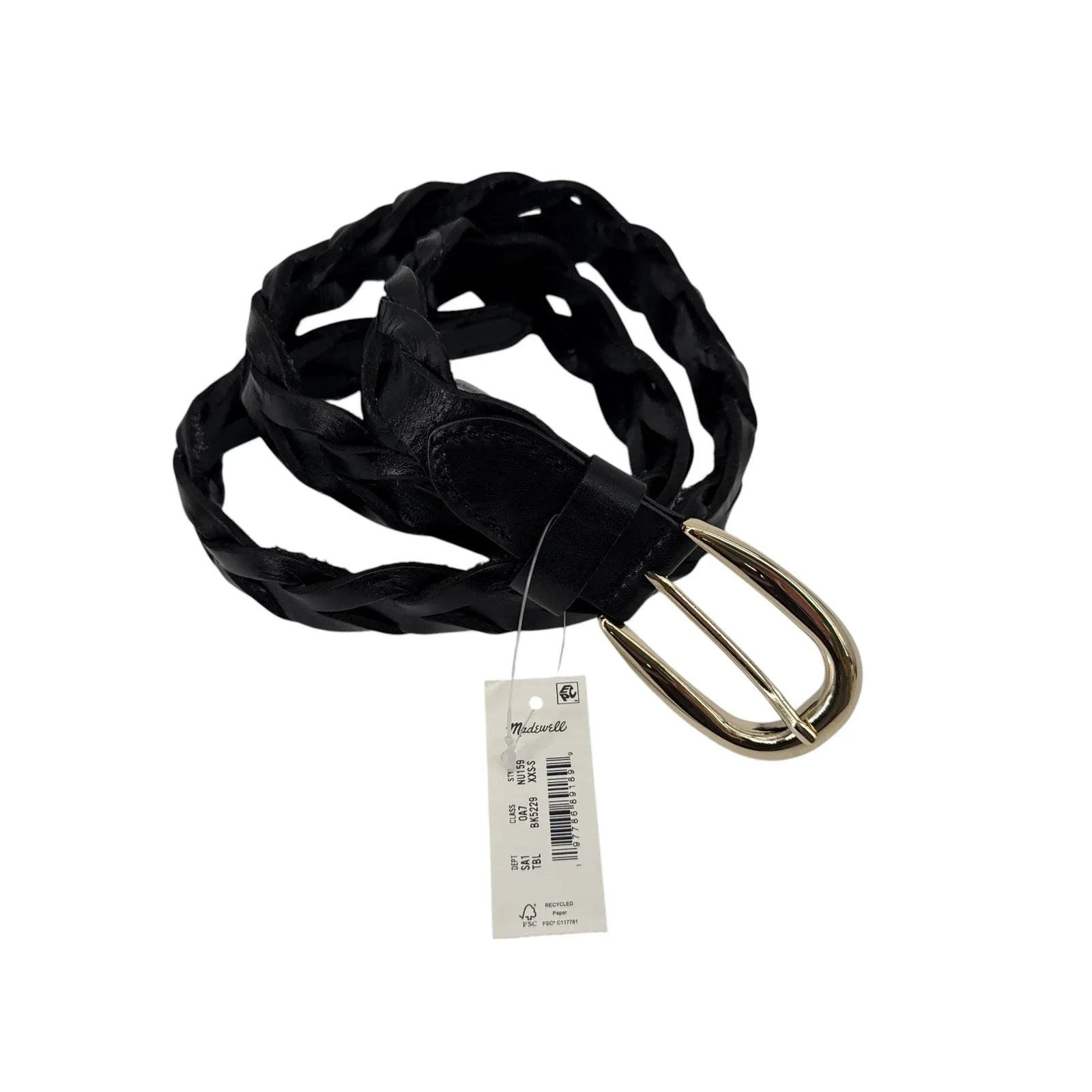 MADEWELL Braided Belt in True Black XXS-S - flyKAMP