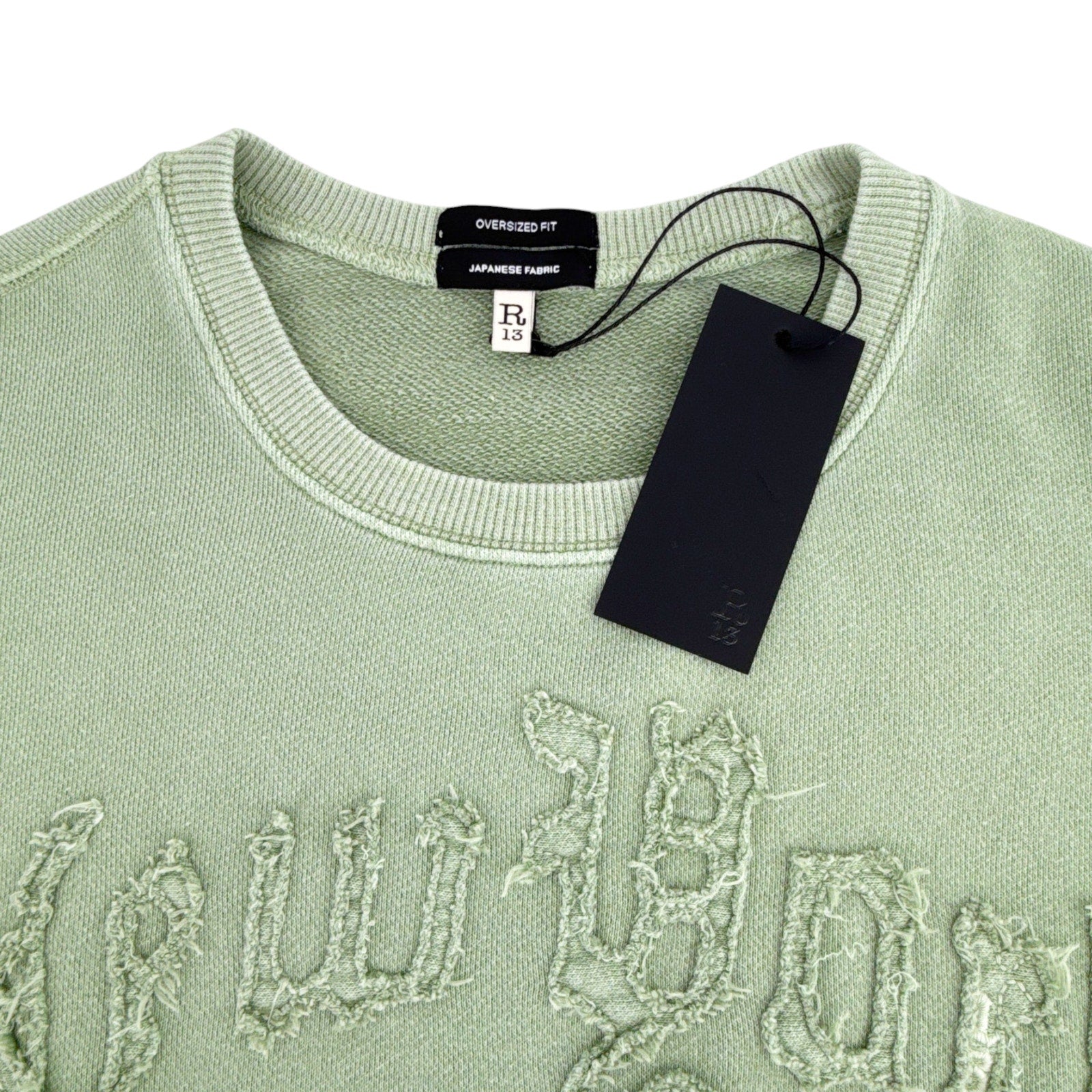 R13 New York Balloon Crewneck Sweatshirt in Light Olive S R13