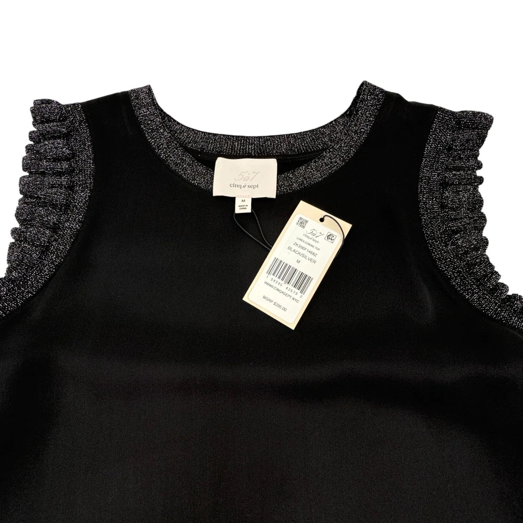 CINQ a SEPT Lurex Lenore Top in Black & Silver M - flyKAMP