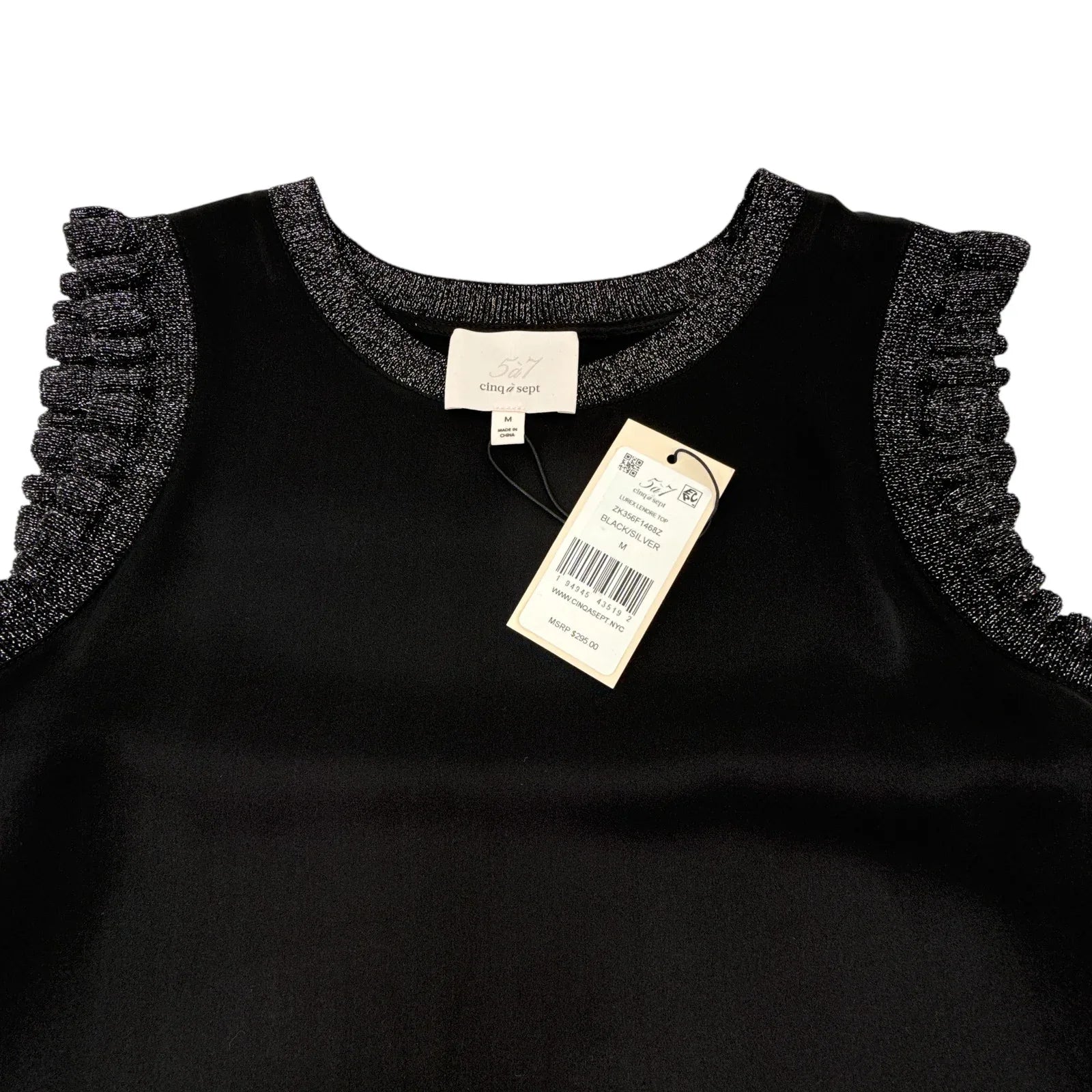 CINQ a SEPT Lurex Lenore Top in Black & Silver M - flyKAMP