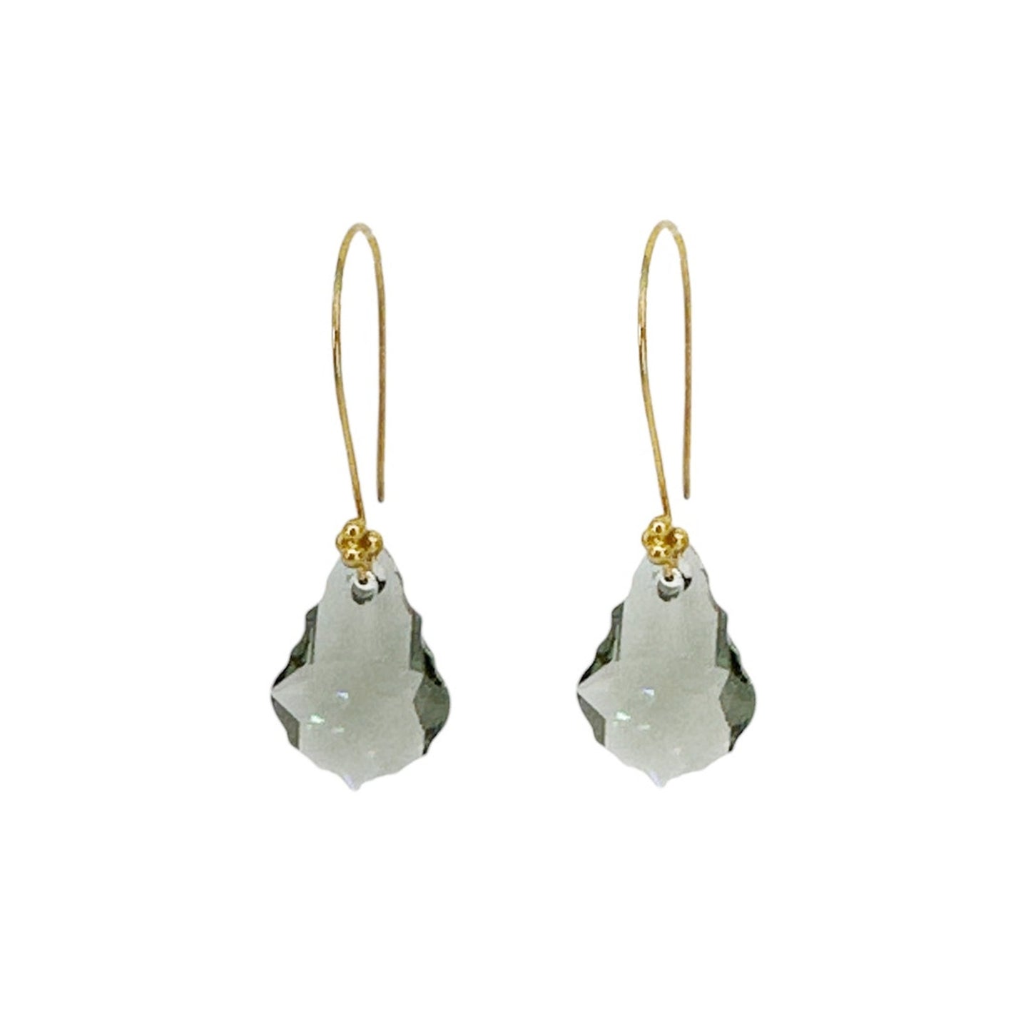 SWAROVSKI Crystal Black Diamond & Gold Vermeil French Wire Earrings