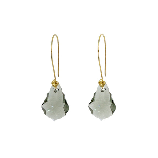 SWAROVSKI Crystal Black Diamond & Gold Vermeil French Wire Earrings