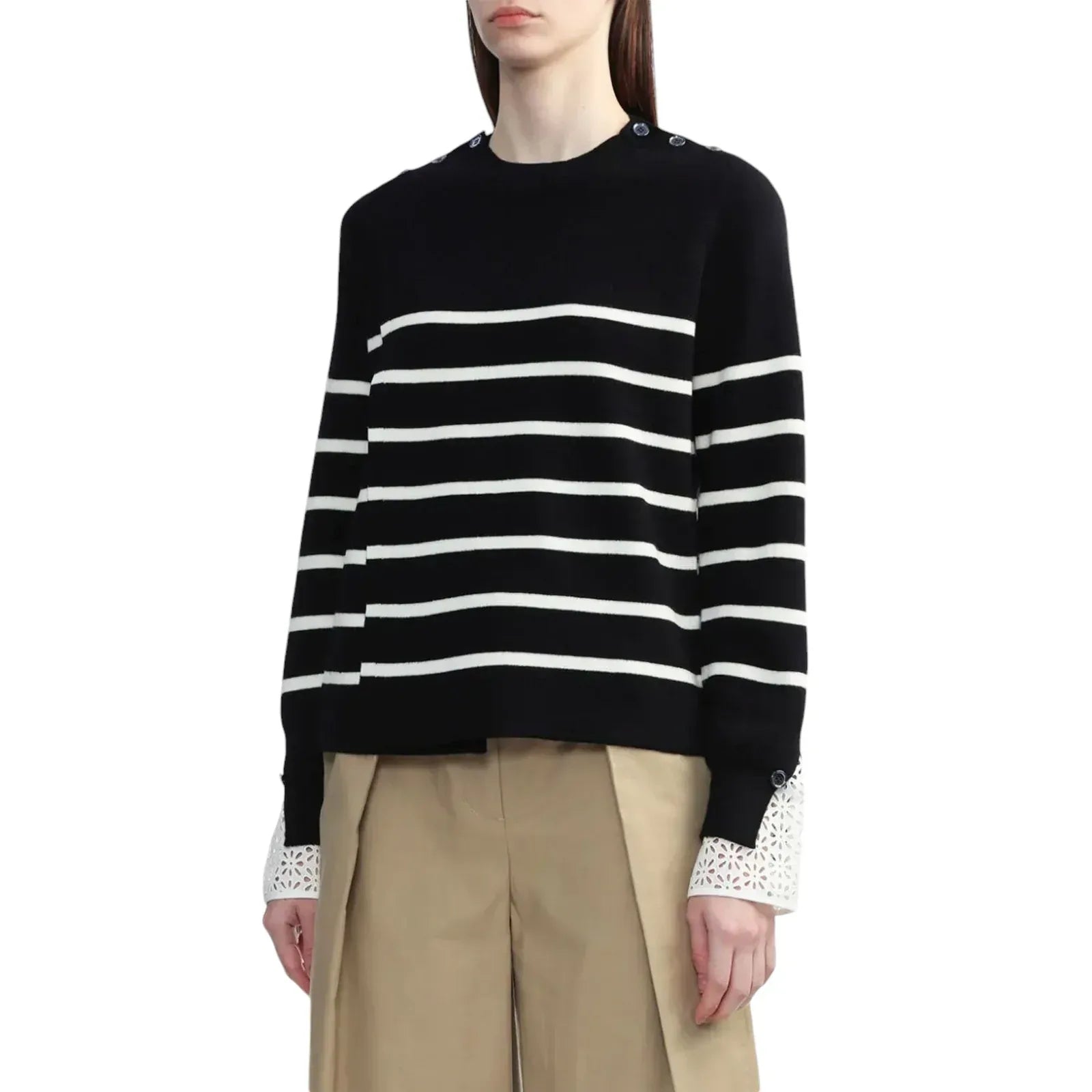 3.1 PHILLIP LIM Sailor Stripe Lace Cuff Sweater S - flyKAMP