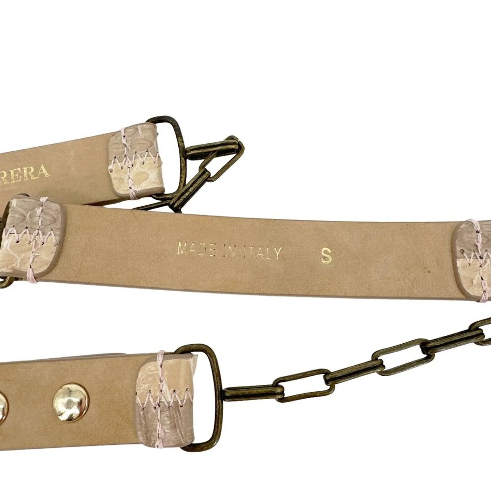 CAROLINA HERRERA Snakeskin & Leather Chain Belt In Latte S - flyKAMP