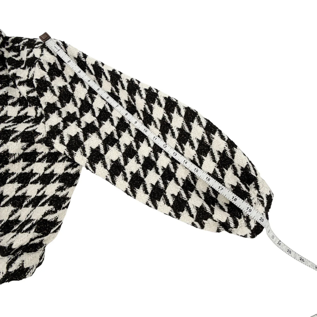 L'AGENCE Bridges Crop Jacket in Ecru Black & Gold Houndstooth 4|S - flyKAMP