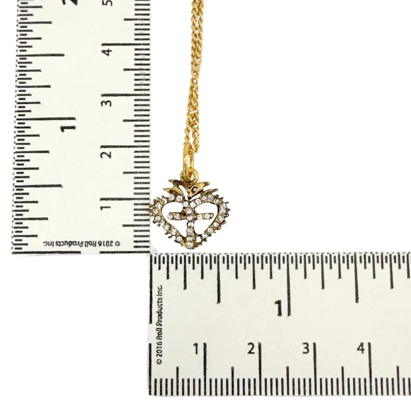 VIRGINS SAINTS & ANGELS VSA Sacred Heart Logo Charm Necklace in Gold - flyKAMP