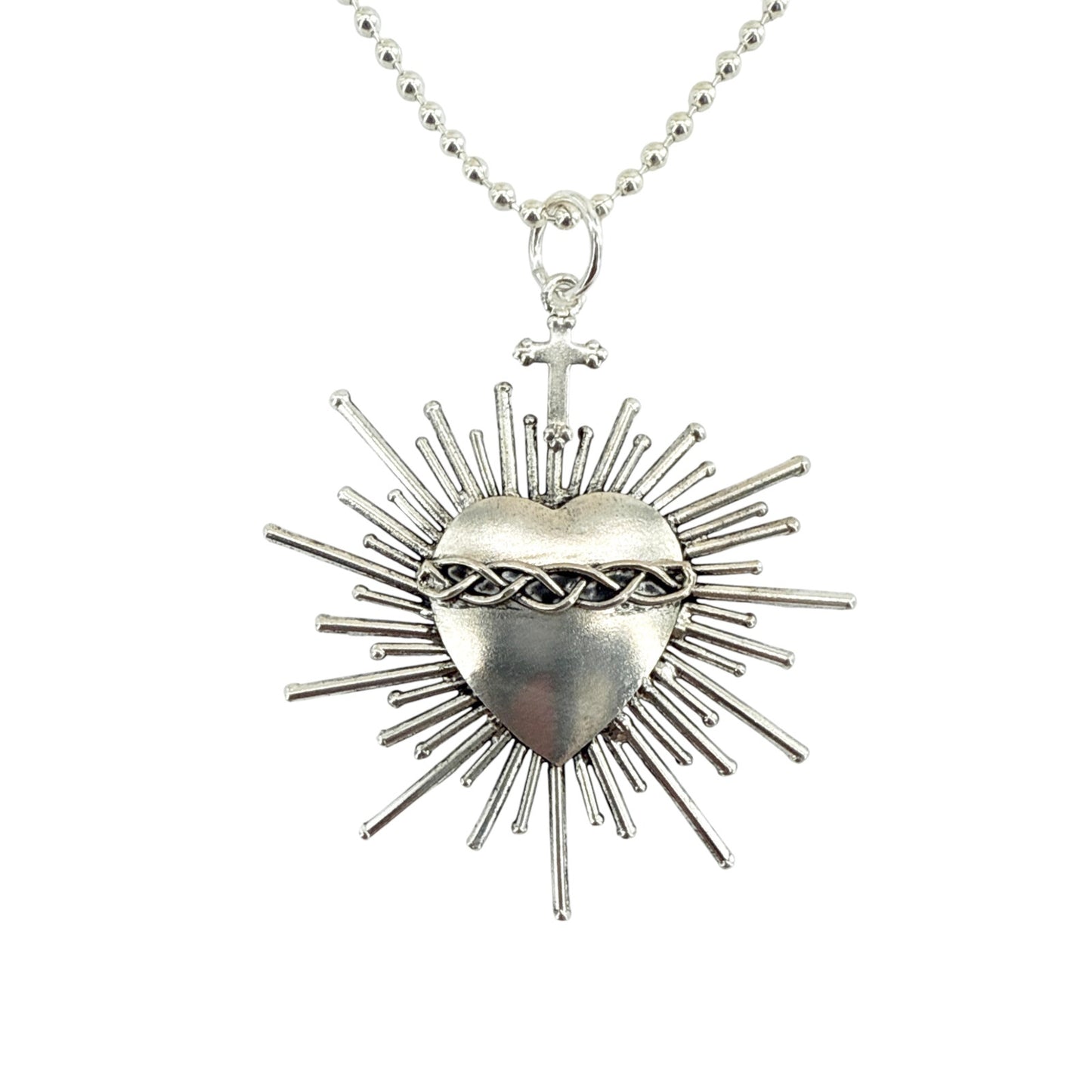 VIRGINS SAINTS & ANGELS VSA Sacred Flame Charm Necklace Silver 34" Ball Chain