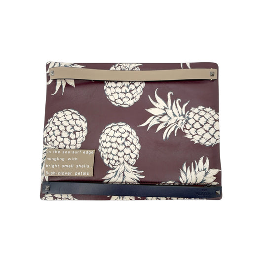 VALENTINO GARAVANI Leather Pineapple Clutch in Ruby/Ivory