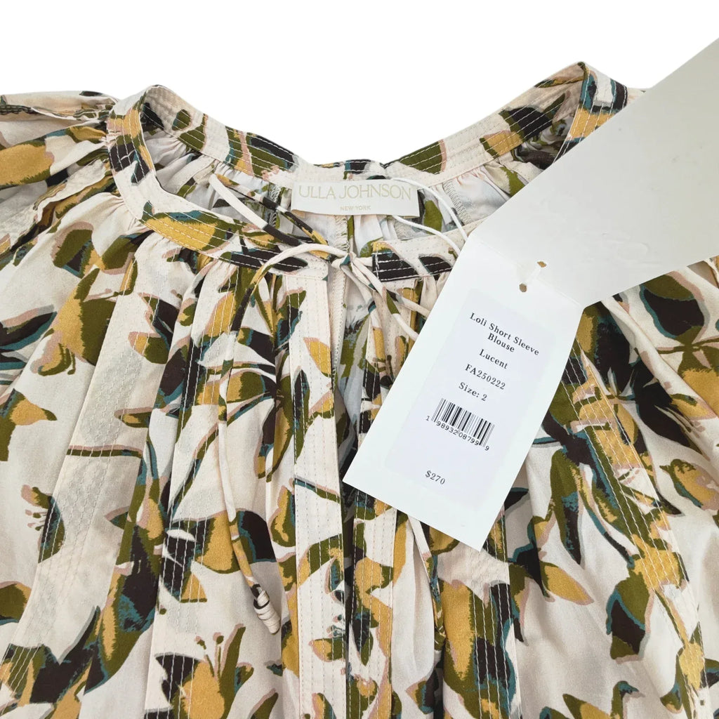 ULLA JOHNSON Loli Short Sleeve Blouse in Lucent 2|S - flyKAMP