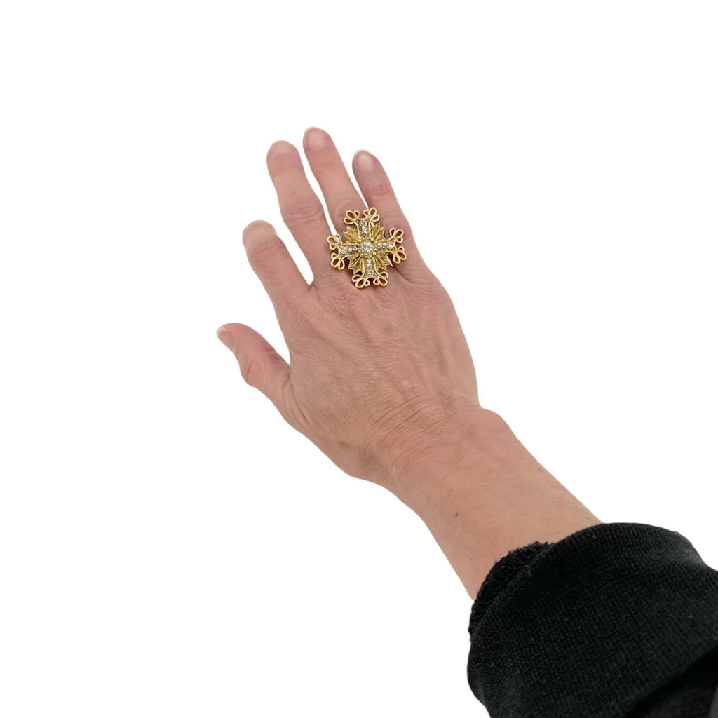 VIRGINS SAINTS & ANGELS VSA Electra Cross Ring in Gold Size 6 - flyKAMP