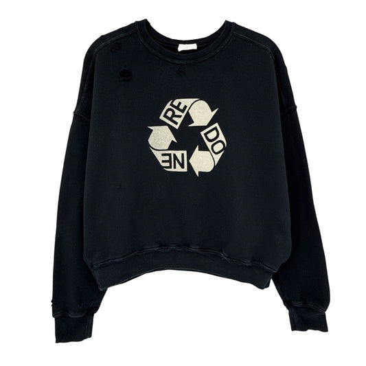 RE/DONE Recycle Distressed Crew Sweatshirt S