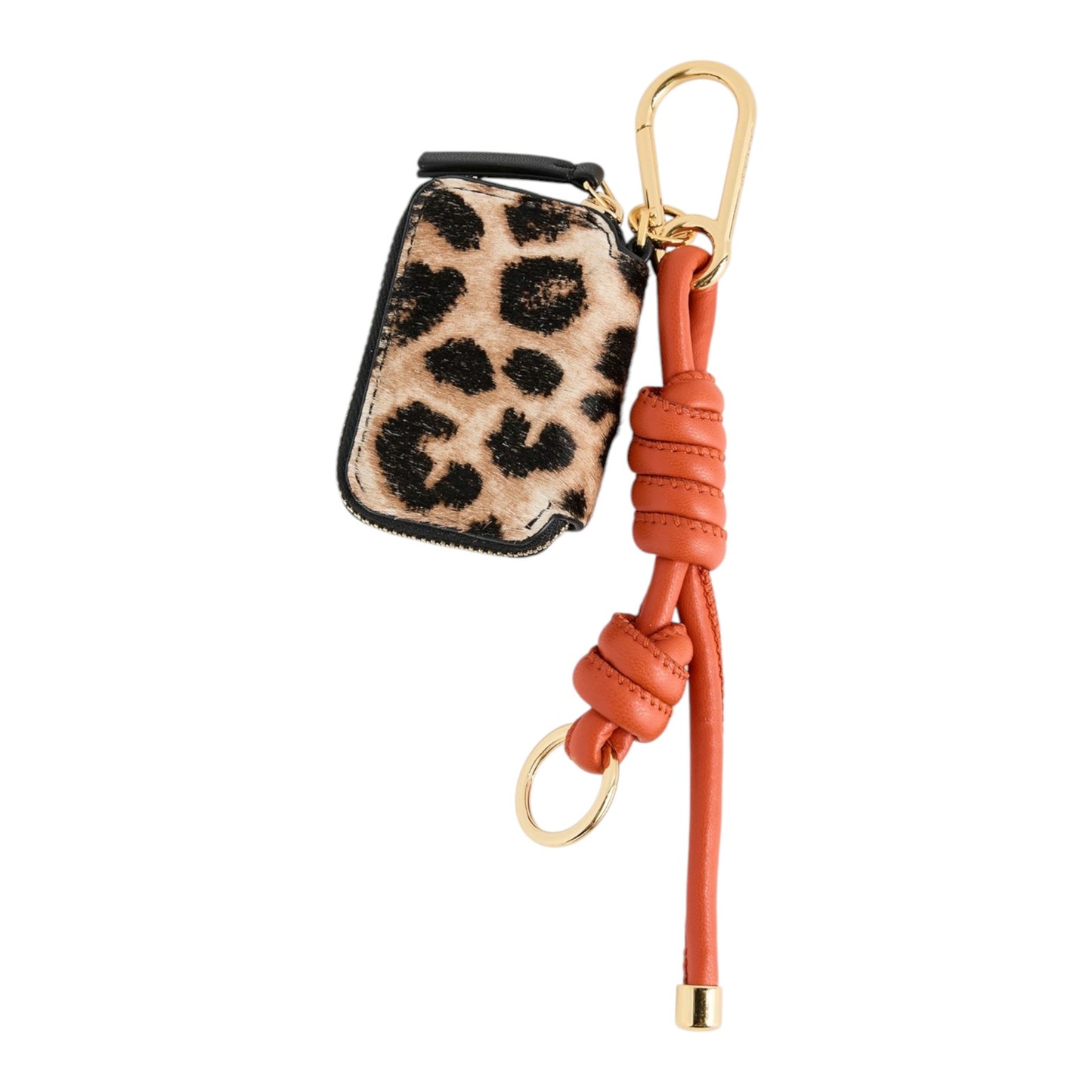 VERONICA BEARD Leopard Zip Pouch Bag Charm Dark Acorn