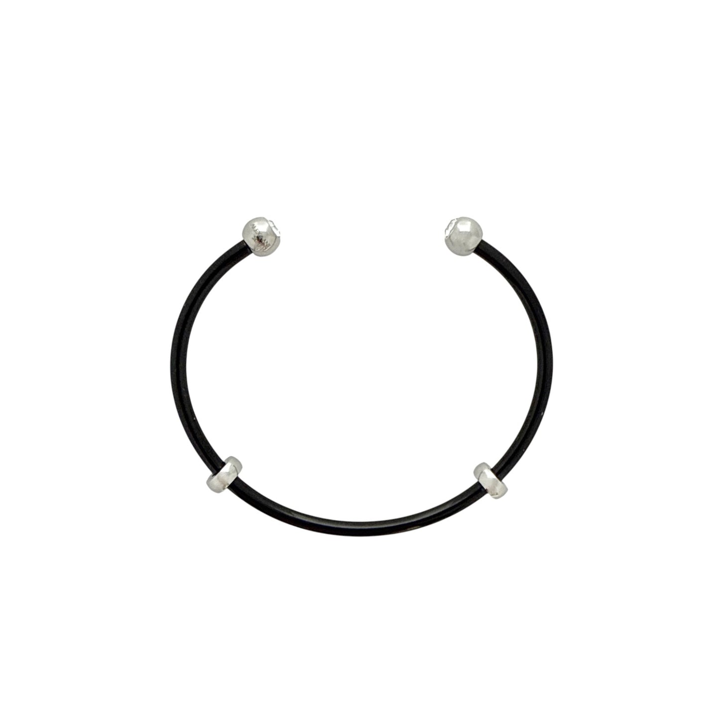 ALEX+ANI Bezel Stone Enamel Cuff in Black