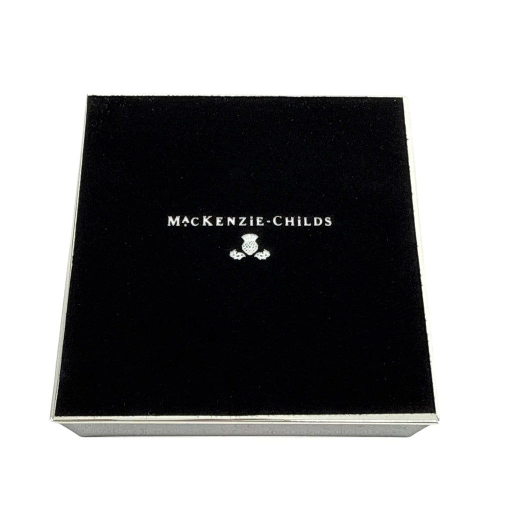 MACKENZIE-CHILDS Black Silver Plated Trinket Box with Check Knob - flyKAMP