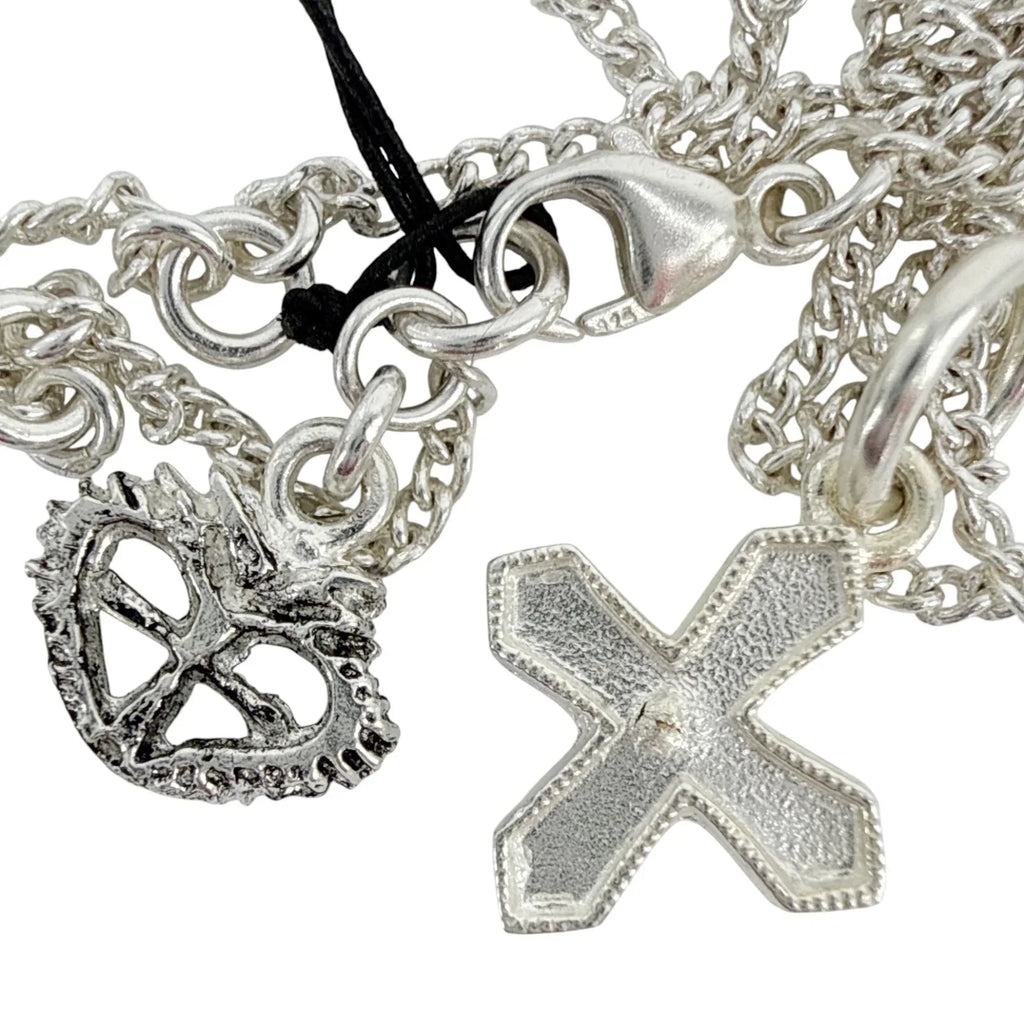 VIRGINS SAINTS & ANGELS VSA Peace Cross Charm Necklace in Silver - flyKAMP
