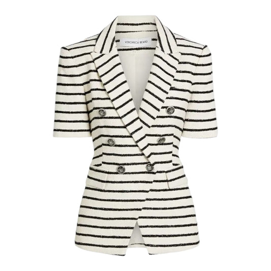 VERONICA BEARD Jenny Dickey Jacket in Ivory & Black Stripe 6|S