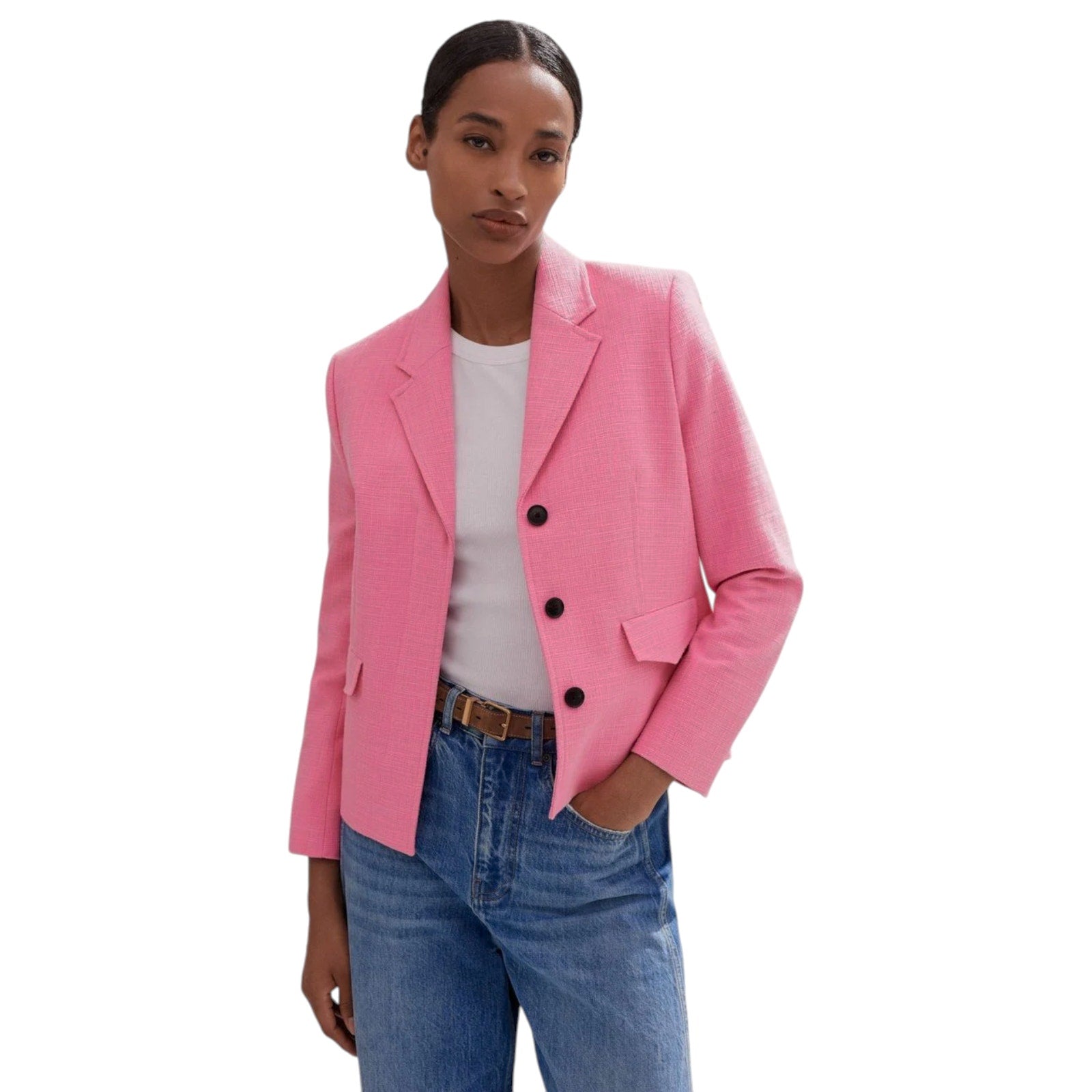 ME+EM Cotton Blend Spring Boyfriend Blazer in Perfect Pink UK12|US8 ME+EM