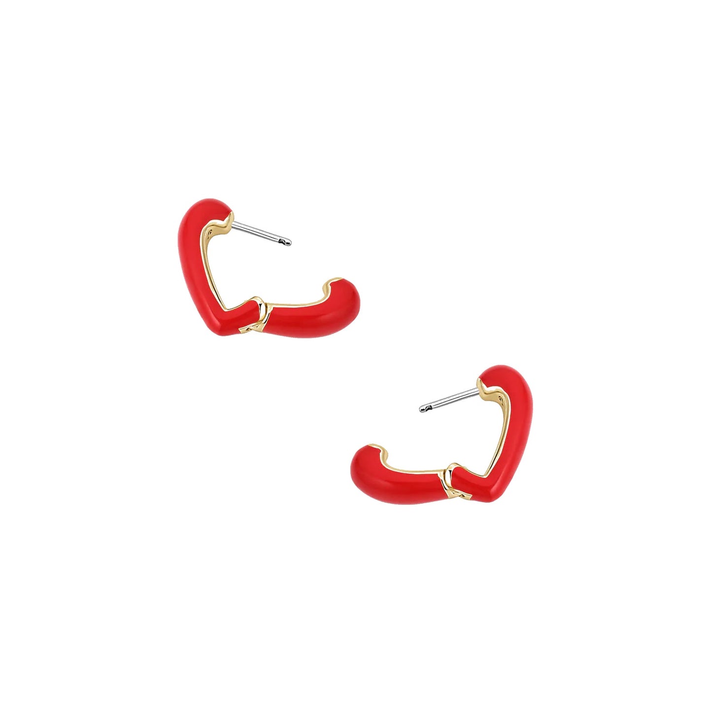 GORJANA Amour Heart Huggies || Gold & Red Enamel