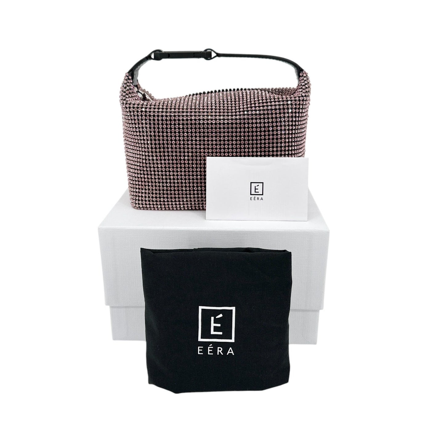 EERA Moon Bag Crystal Mesh Pink | Black Snap Hook