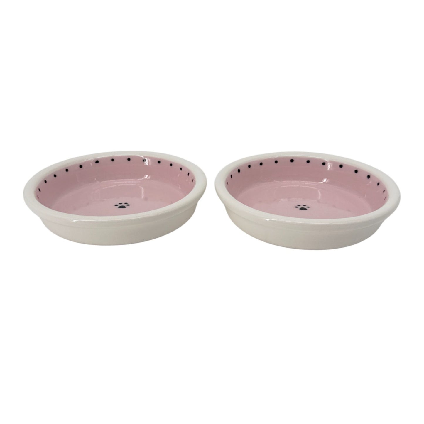PET BOWLS Ceramic Small Pink Set of 2