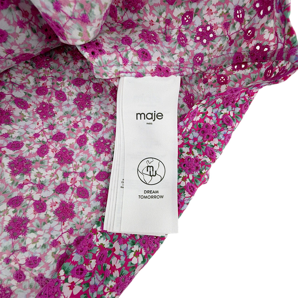MAJE Floral Print Broderie Anglaise Cotton Blouse 1|S Maje