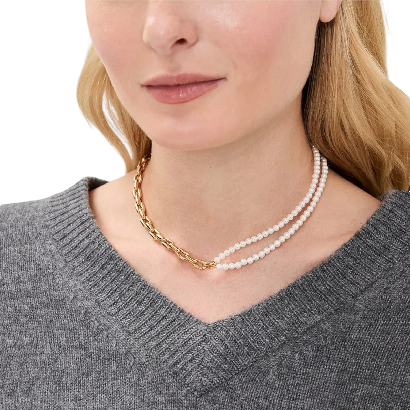 TIMELESS PEARLY Half and Half Necklace - flyKAMP