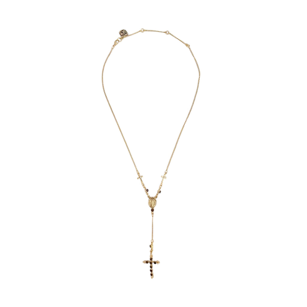 VIRGINS SAINTS & ANGELS VSA Maddie Rosary Necklace in Gold & Burgundy Virgins Saints & Angels
