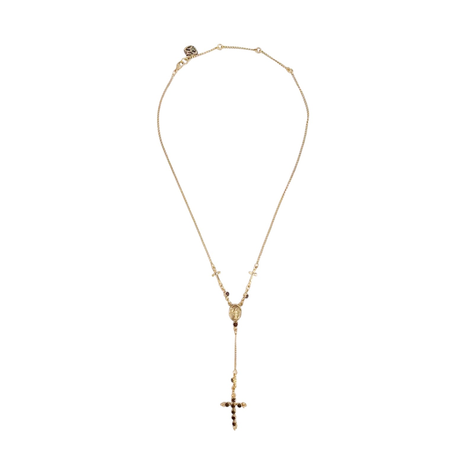 VIRGINS SAINTS & ANGELS VSA Maddie Rosary Necklace in Gold & Burgundy Virgins Saints & Angels