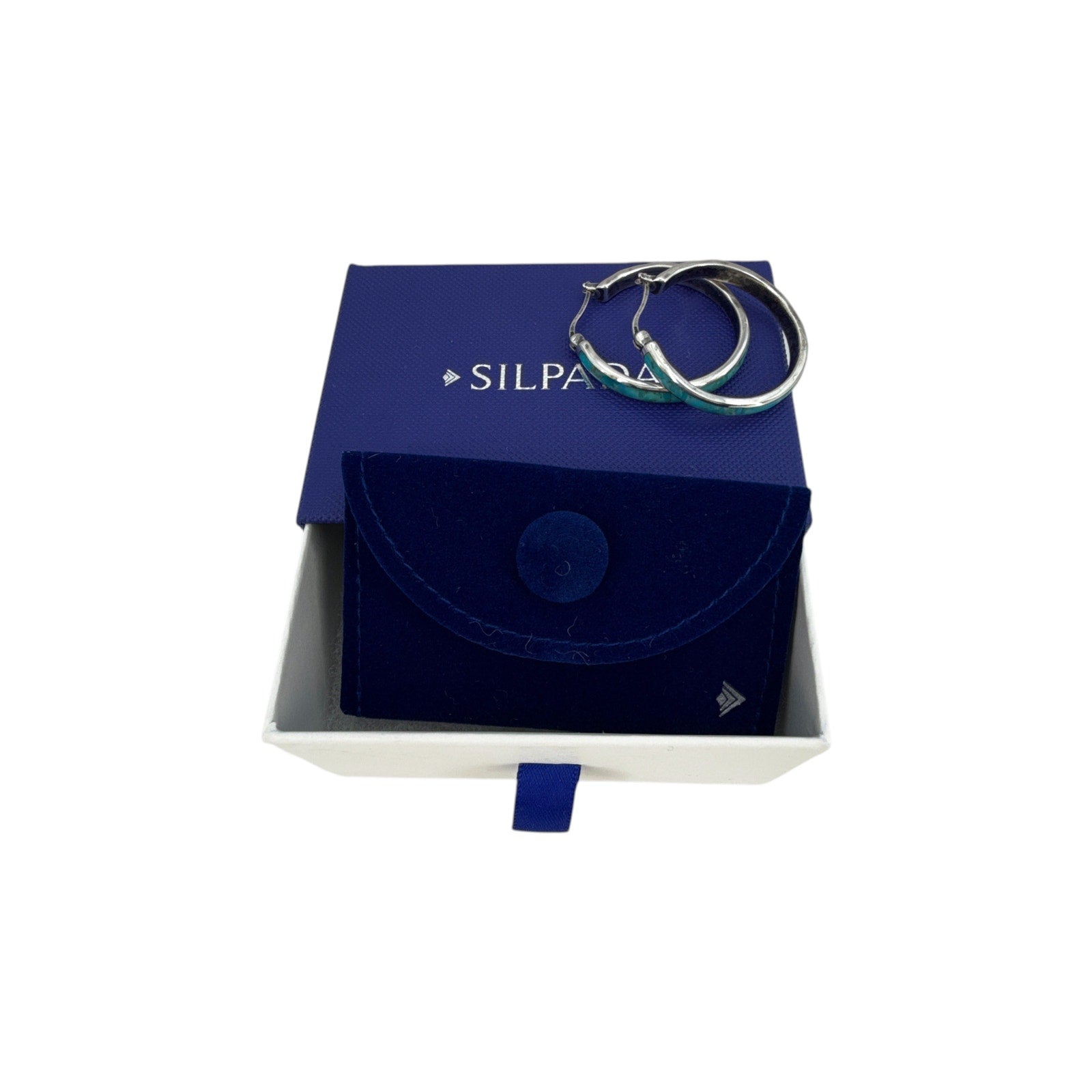 SILPADA Beginner's Luck Silver Compressed Turquoise Hoop Earrings