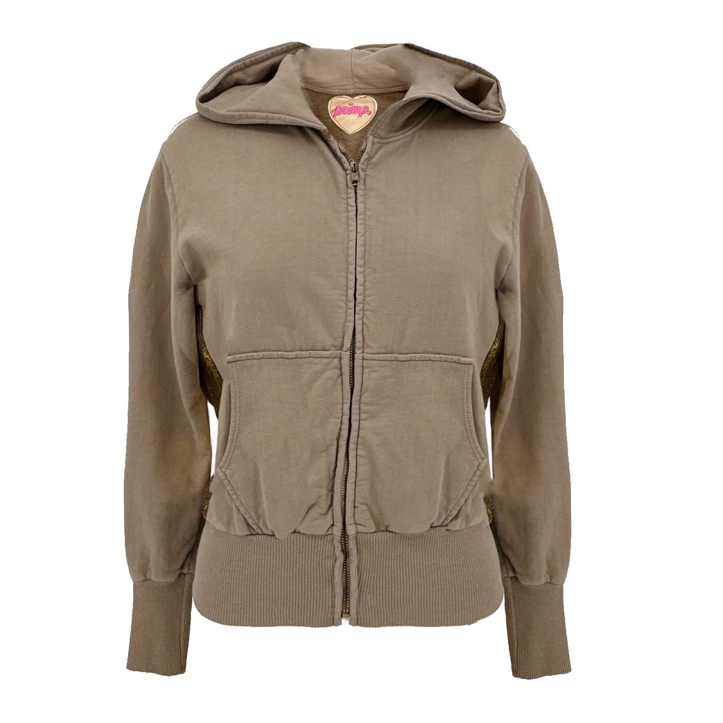 PRIMP Sequin Zip Hoodie in Tan & Gold S