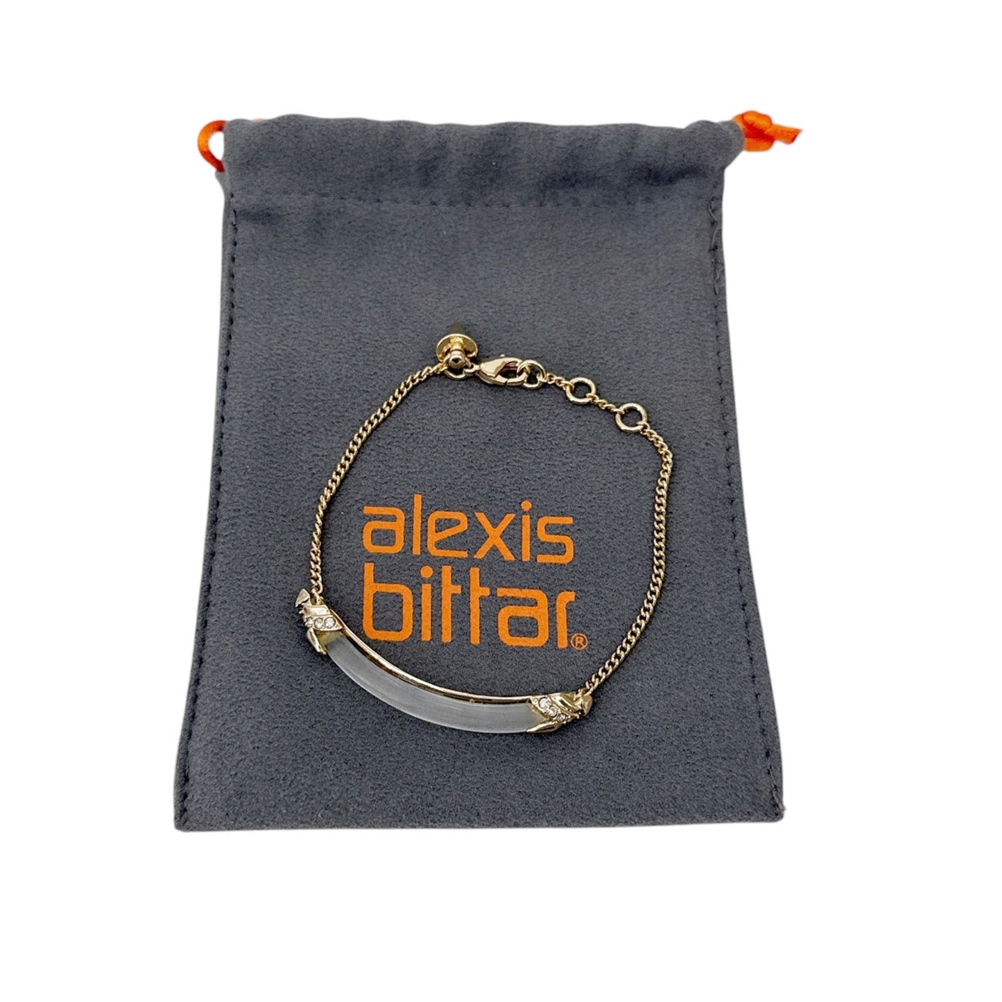 ALEXIS BITTAR Lucite Swarovski Crystal Encrusted ID Curb Chain Bracelet