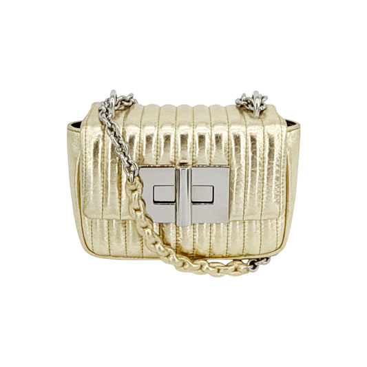 TOM FORD Natalia Mini Metallic Quilted Leather Bag In Pale Gold