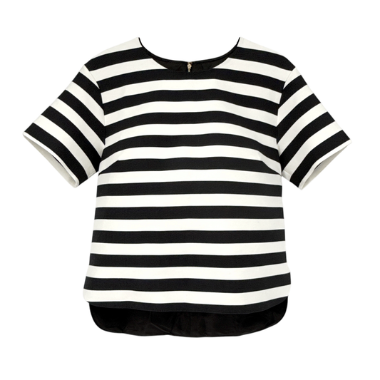 KATE SPADE Stripe Ramona Top in Black & Cream 4|S