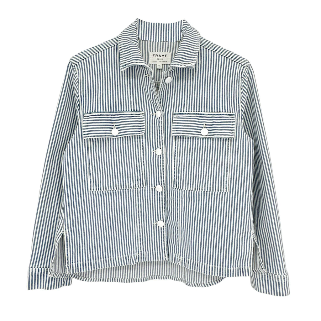 FRAME Engineer Striped Denim Shirt Jacket XS - flyKAMP
