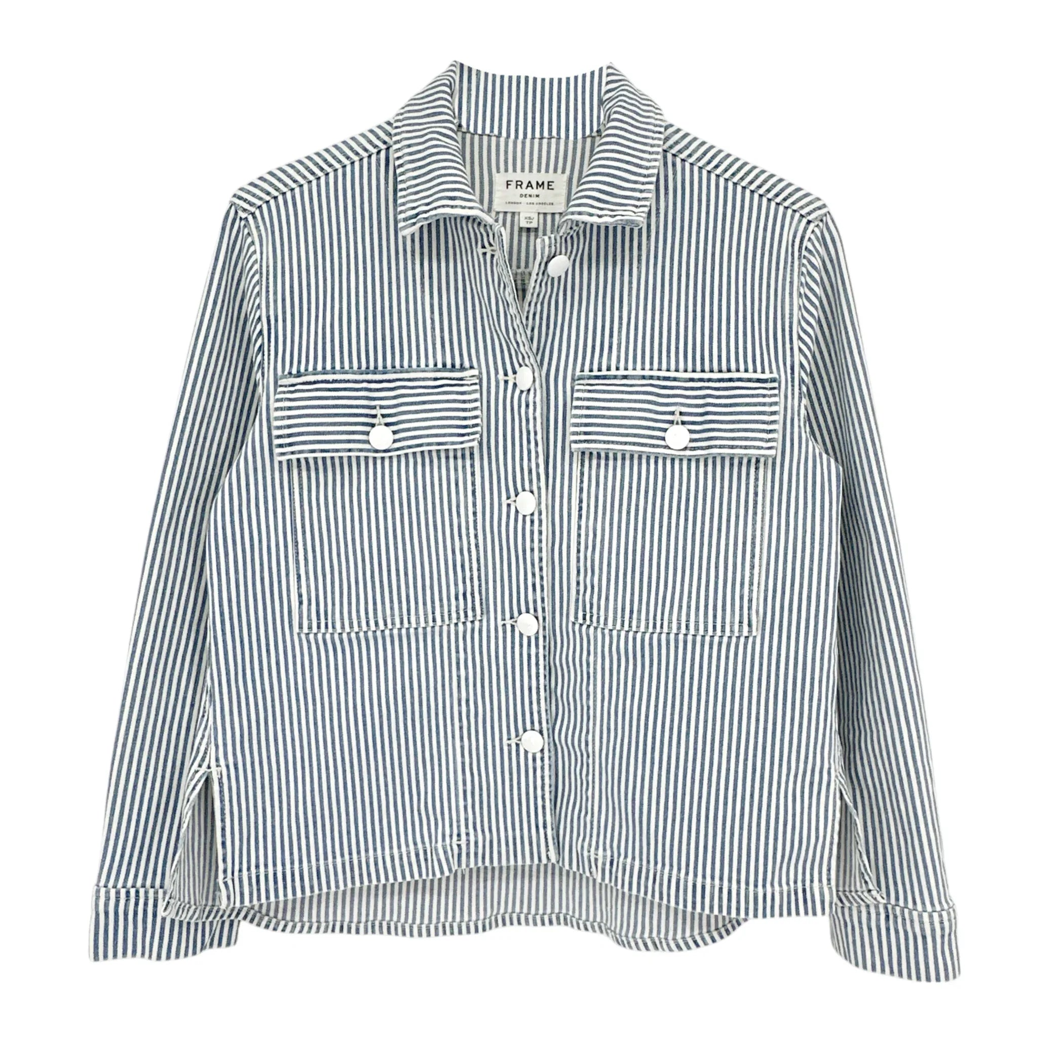 FRAME Engineer Striped Denim Shirt Jacket XS - flyKAMP