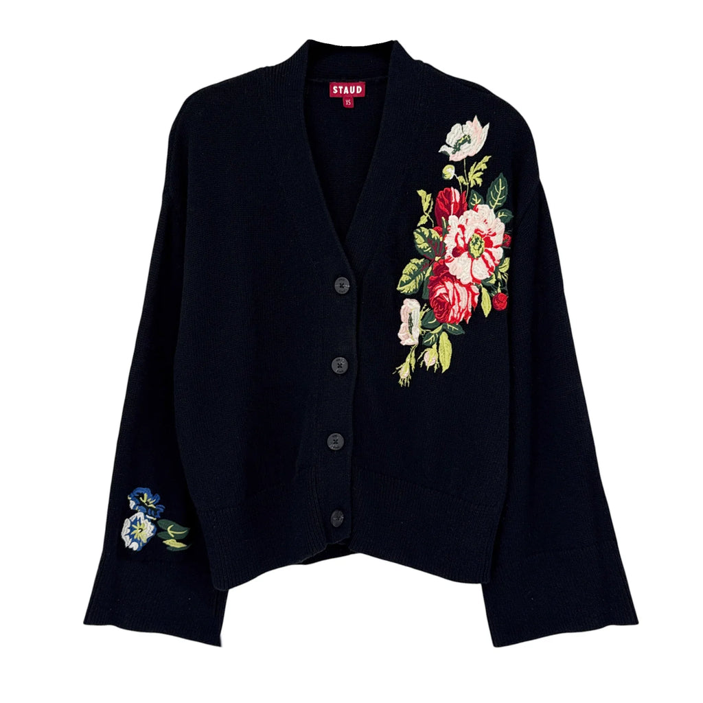 STAUD Rook Floral Embroidered Cardigan XS - flyKAMP