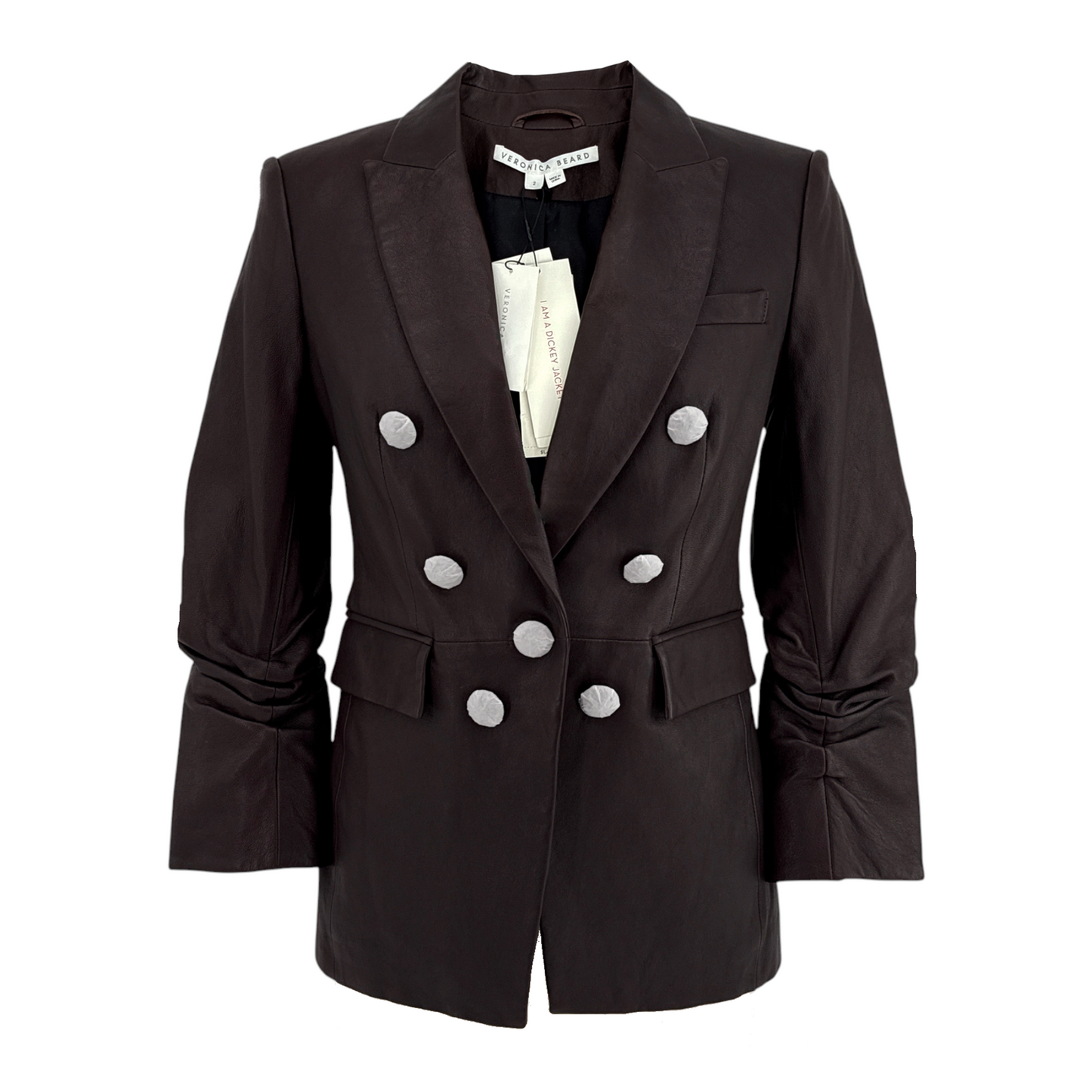 VERONICA BEARD Oneta Leather Dickey Jacket in Brown 2