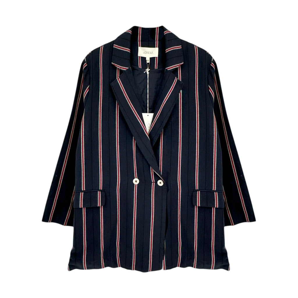 The GREAT. The Academy Blazer in Oxford Stripe 1|S - flyKAMP