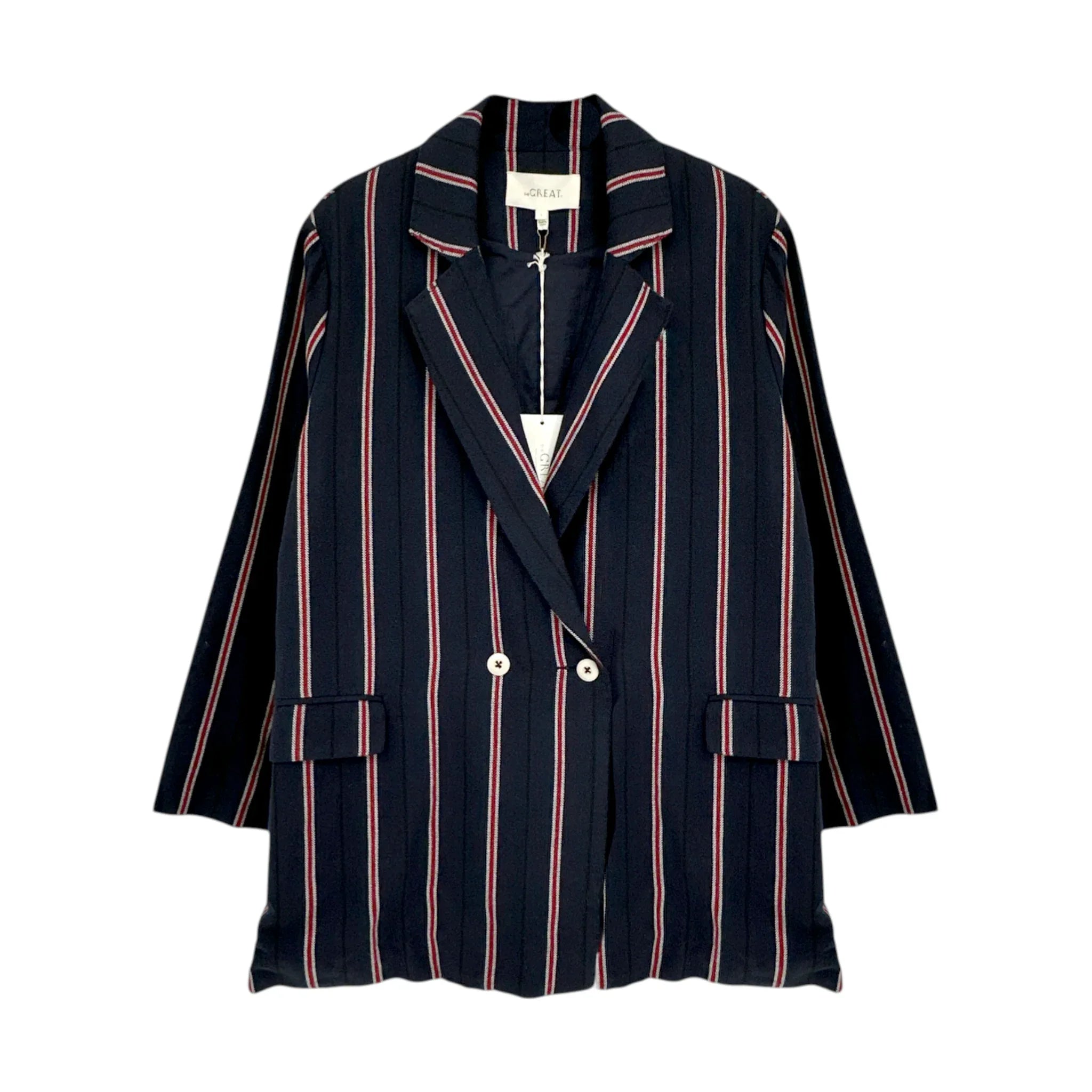 The GREAT. The Academy Blazer in Oxford Stripe 1|S - flyKAMP