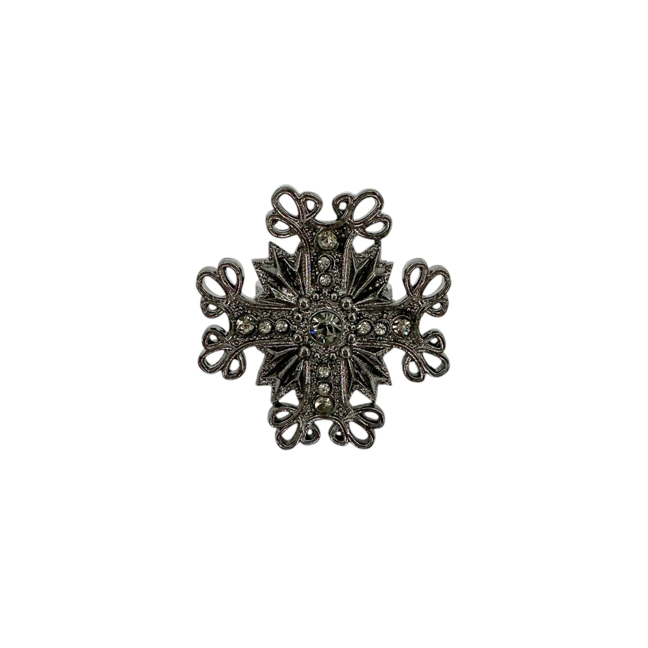VIRGINS SAINTS & ANGELS VSA Electra Cross Ring in Gunmetal Size 7 - flyKAMP