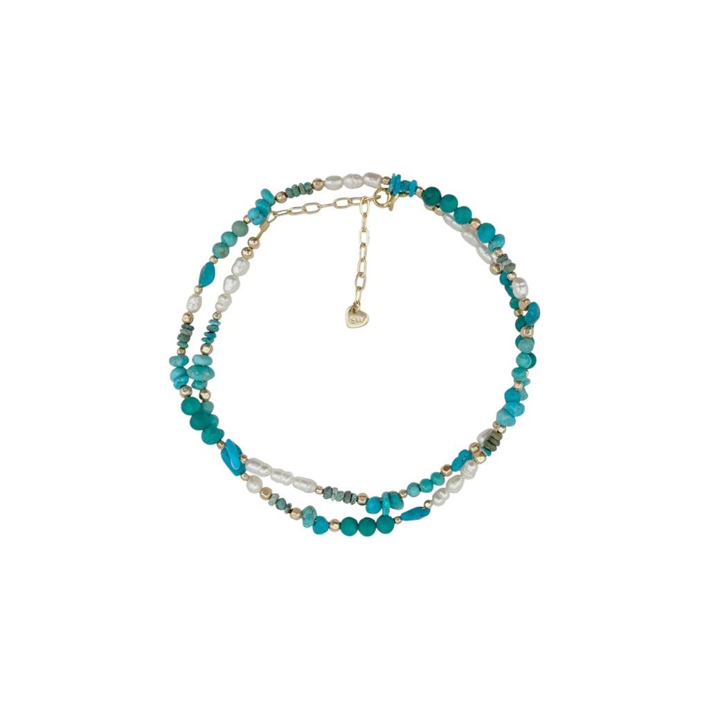 THE SILVER WREN Beaded Turquoise and Pearl Necklace - flyKAMP