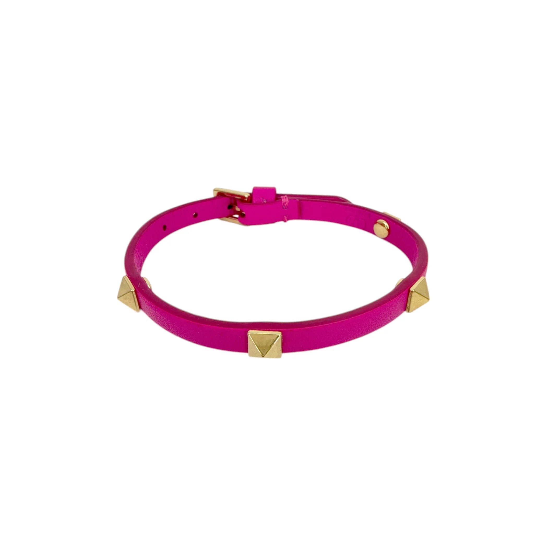 VALENTINO GARAVANI Rockstud Leather Bracelet in Pink - flyKAMP