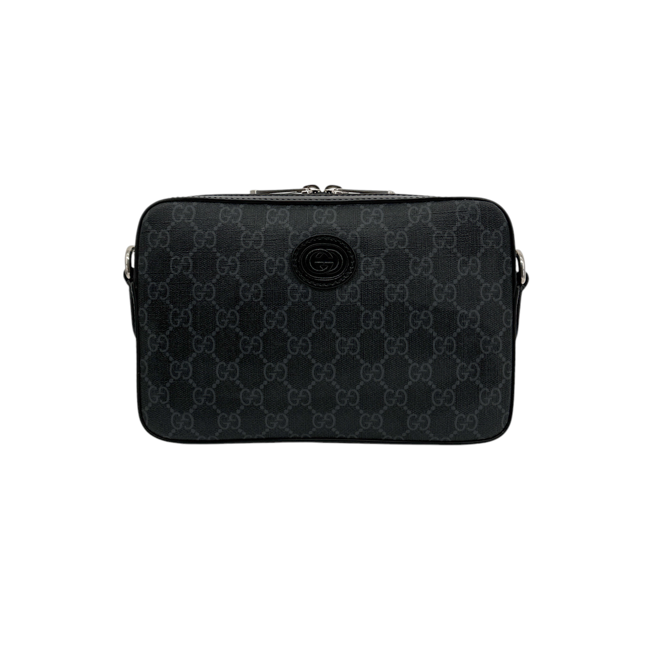 GUCCI GG Supreme Monogram Interlocking G Wrist & Shoulder Bag in Black Gucci